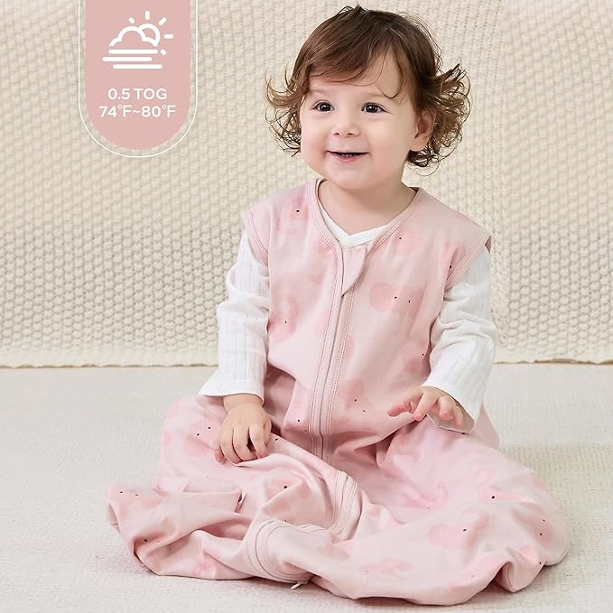 JELLYMONI Baby Sleep Sack 12-18 Months 0.5 Tog Wearable Blanket for Baby, 100% Cotton 3 Pack Infant Toddler Sleeping Sack Lightweight Soft 2-Way Zipper Sleepsack-CubbioJoy