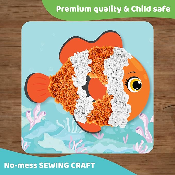 jackinthebox Poke Poke Art – Ocean Theme, Mess-Free Fabric Art and Craft, Flower Pressing Kits, Gift for Kids, Toys for Girls and Boys Ages 4 5 6 7 8-CubbioJoy