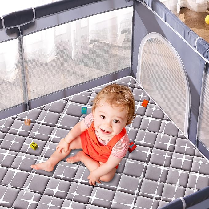 Baby Play Mat - 79" X 63",Premium Thicker Foam One-Piece Crawling Mat, Machine Washable, Extra Large Anti-Slip Activity Playmat for Babies, Toddlers & Infants-CubbioJoy