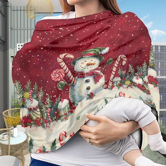 Binienty Snowman Car Seat Covers for Baby Boys Girls Infants,Christmas Snowman Carseat Canopy Cover Stretchy Breathable Babies Stroller Cover Canopies,Baby Shower Gifts-CubbioJoy