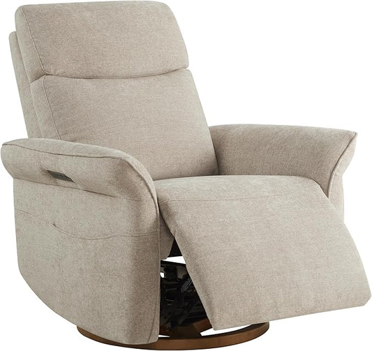 CHITA Power Recliner Chair, Electric Triple-Motor Swivel Glider Nursery Rocking Chair with Adjustable Power Headrest and Lumbar Support, GREENGARD Gold Certified, Solid Wood Base, Khaki Grey-CubbioJoy