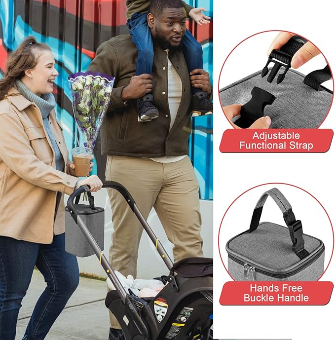 Accmor Breastmilk Cooler Bag with Ice Pack, Baby Bottle Cooler Bags, Insulated Tote Bags On The Go, Fits 4 Large 8oz Bottles, for Nursing Mom Daycare Travel, Grey-CubbioJoy