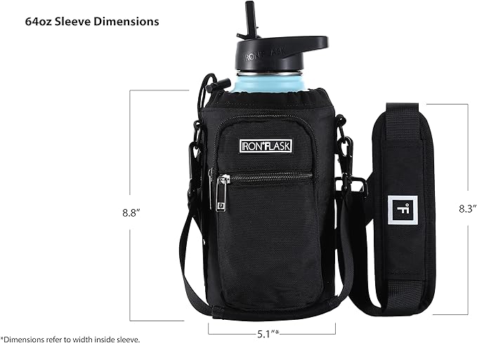 IRON °FLASK Carrier, Holder, Sleeve - Fits Insulated Stainless Steel Sports Water Bottle, Adjustable Shoulder Strap, Holder Bag Case Pouch Cover-CubbioJoy