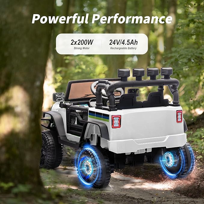 24V Kids Ride on Toy, Kids Electric Vehicles Car Ride on Car Truck for Toddlers with Remote Control, 2x200W Motor - Snow White-CubbioJoy