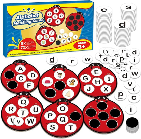 Alphabet Games Letter Learning Toys ABC Flash Cards for Toddler, Speech Therapy Alphabet Matching Game for Kids, Homeschool Supplies Kindergarten Preschool Classroom Must Haves-CubbioJoy