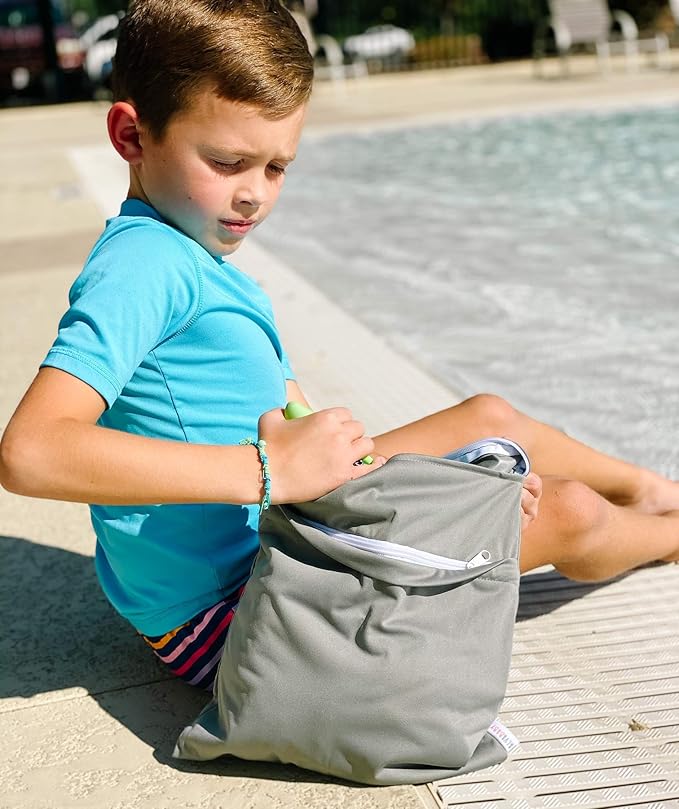 ALVABABY 2pcs Cloth Diaper Wet Dry Bags Waterproof Reusable with Two Zippered Pockets Travel Beach Pool Daycare Soiled Baby Items Yoga Gym Bag for Swimsuits or Wet Clothes LZD2122-CubbioJoy