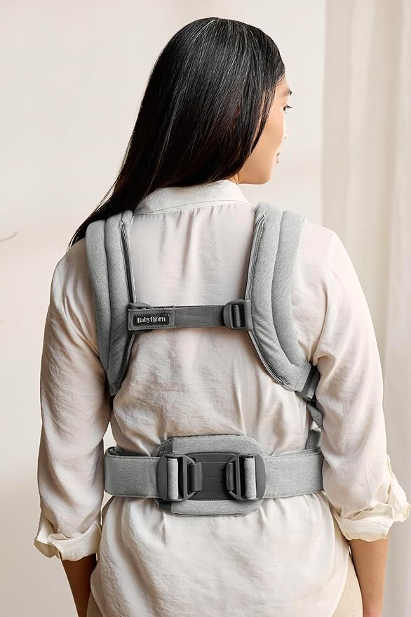 BabyBjörn Baby Carrier Harmony, Light Gray, Woven Mélange, 3-in-1 Ergonomic Baby Carrier, Newborn, Facing-in, Outward-Facing, and Back Carrying Positions Supported (7-40 lbs), Newborn to Toddler-CubbioJoy