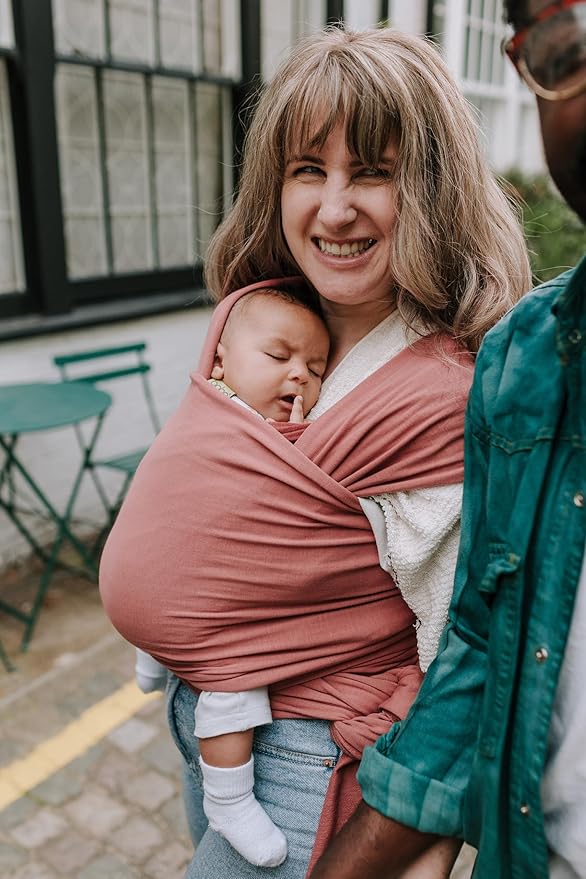 Boba Baby Wrap Carrier – Original Baby Sling Carrier for Newborns (7–35 lbs), Soft, Secure, Hands-Free & Ergonomic, Ideal for Comfortable Bonding, New Parents (Dusty Pink)-CubbioJoy