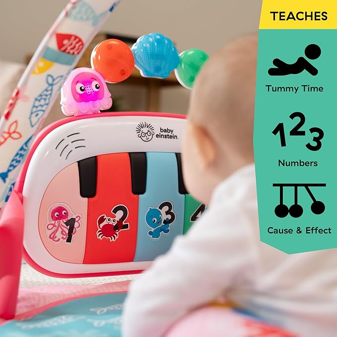 Baby Einstein Ocean Explorers 4-in-1 Kickin Tunes Jellyfish Jamboree Music & Language Discovery Gym, Pink, Ages 0 Months and Up-CubbioJoy