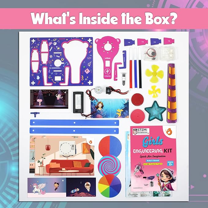 Butterfly EduFields 100+ STEM Projects | Girls Mini Engineering Kit for Ages 8 10 12 15 Years | Ultimate DIY Science Experiments for Kids | Educational Engineering Toys Best Birthday Gift idea-CubbioJoy