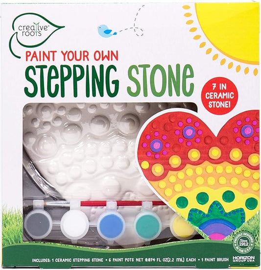Creative Roots Mosaic Heart Stepping Stone, Includes 7-Inch Ceramic Stepping Stone & 6 Vibrant Paints, Mosaic Stepping Stone Kit, Paint Your Own, DIY Stepping Stone Kit for Kids Ages 8+-CubbioJoy