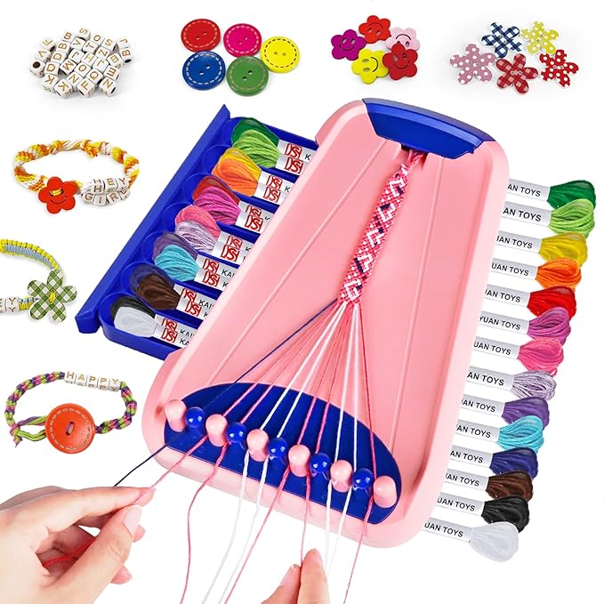 Bracelet Making Kit for Girls - Friendship Bracelet Kit - Christmas Gifts for Ages 6 7 8 9 10 11 12 Year Old Girl Birthday Gifts, Arts and Crafts for Kids Ages 8-12 Teen Bracelets DIY Maker Pink Blue-CubbioJoy