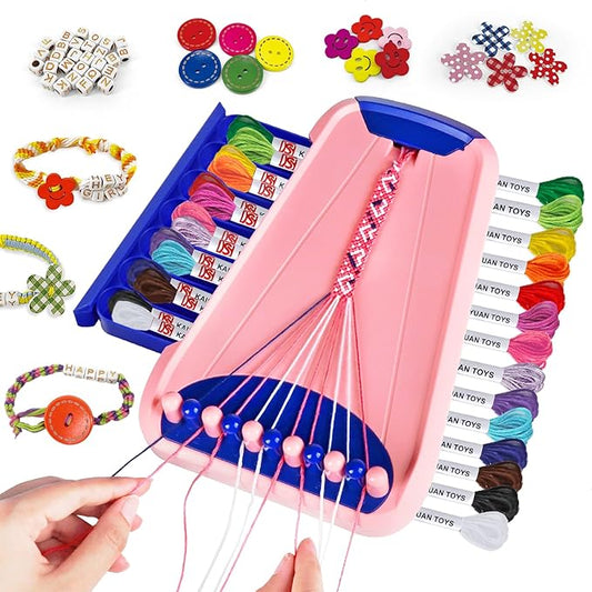 Bracelet Making Kit for Girls - Friendship Bracelet Kit - Christmas Gifts for Ages 6 7 8 9 10 11 12 Year Old Girl Birthday Gifts, Arts and Crafts for Kids Ages 8-12 Teen Bracelets DIY Maker Pink Blue-CubbioJoy