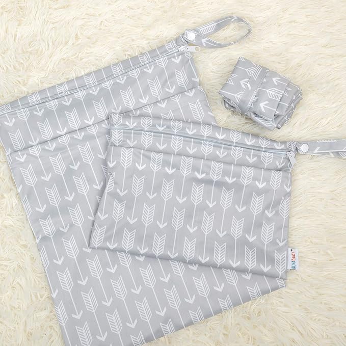 ALVABABY 3pcs Baby Cloth Diaper Wet/Dry Bags|Waterproof Reusable with Two Pockets|Travel, Beach, Pool, Daycare, Soiled Baby Items,Yoga，Gym Bag for Swimsuits or Wet Clothes 3L-YX36-CubbioJoy