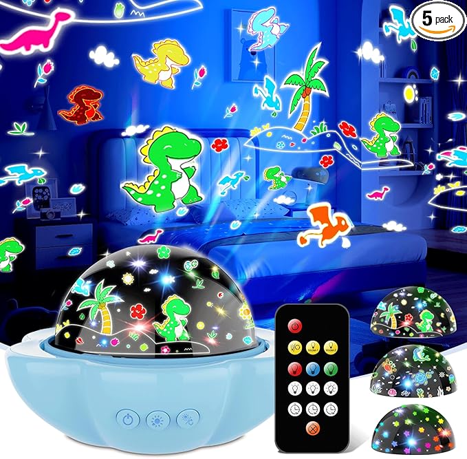Dinosaur Toys for 3-10 Year old Boys,7-in-1 Kids Night Light Projector with 3 Films 93 Effects, Remote, Timer, 360° Rotation, Birthday Christmas Xmas Gifts Stocking Stuffers for Kids Age 3 4 5 6-CubbioJoy