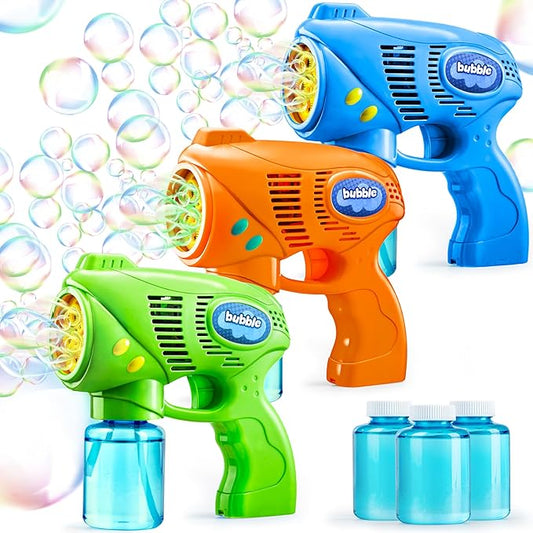 JOYIN 3 Bubble Guns Kit with 3 Solutions for Kids, Bubble Blaster for Summer Toy, Party Favors, Birthday, Outdoor & Indoor Activity, Birthday Gift-CubbioJoy