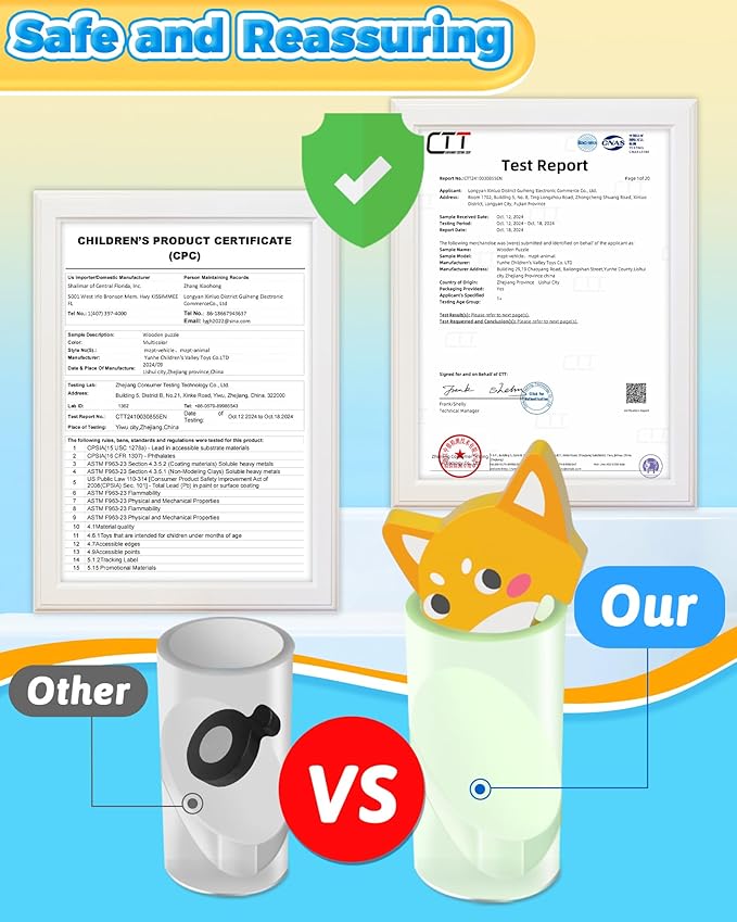 Benresive Wooden Toddler Puzzles, 4pcs Animal Montessori Toys for 1-3 Year Old Boys & Girls, Learning Educational Preschool Toys, Great Gifts for 1 2 3 Year Olds-CubbioJoy