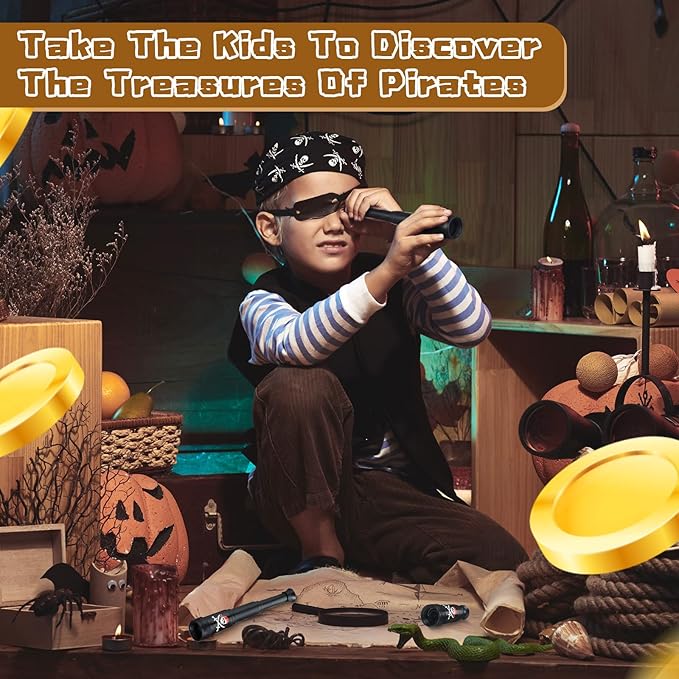 50 Pcs Halloween Pirate Telescope Bulk Pirate Party Favors Mini Plastic Monocular Telescope Toddler Spyglass Toy for Treasure Pretend Cosplay Birthday Party Black 2.6" to 5.5"-CubbioJoy