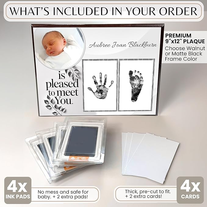 Inkless Hand and Footprint Kit, Baby Keepsake Plaque & Baby Shower Gifts - Ideal as Mom To Be Gift, Nursery Picture Frames, Clean Touch Hand and Footprint Kit (Style 1 - Design 5)-CubbioJoy