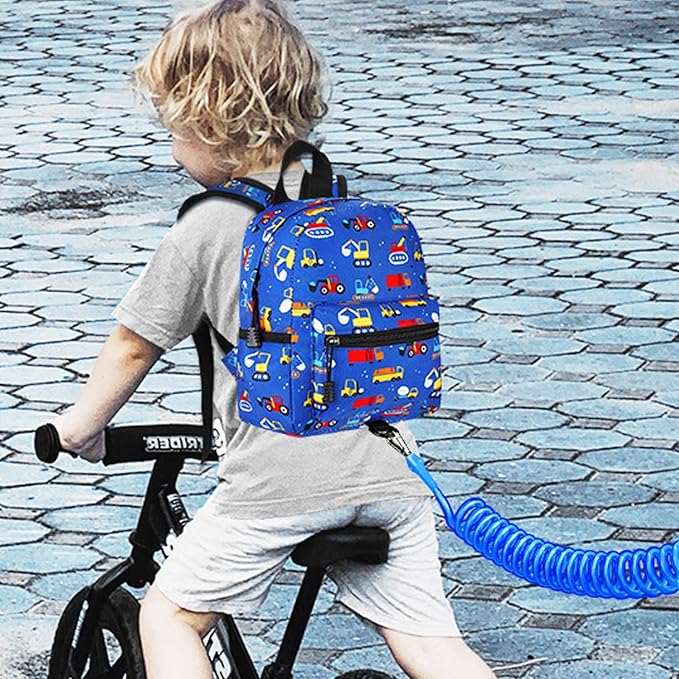 Accmor Toddler Backpack Harness Leash, Mini Baby Walking Backpacks with Anti Lost Wrist Link, Cute Truck Kids Back Pack Harnesses Leashes Tether for 1-3 Yeas Boys Outdoor Travel-CubbioJoy