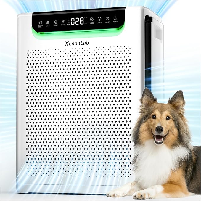 Air Purifiers for Home Large Room, Cover Up to 2600 Ft² with Washable Filters, Powerful Turbo Mode, PM2.5 Air Quality Display, 22dB Sleep Mode, Air Cleaner for Pets Hair, Smoke, Odors, HAP607, White-CubbioJoy