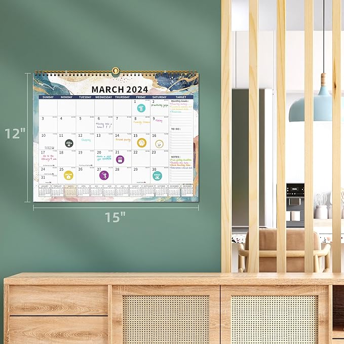 Calendar 2024-2025 Planner Wall Hanging Spiral Bound Magnetic Fridge Calendars 15" x 12", Use Jan 2024 - Jun 2025-CubbioJoy