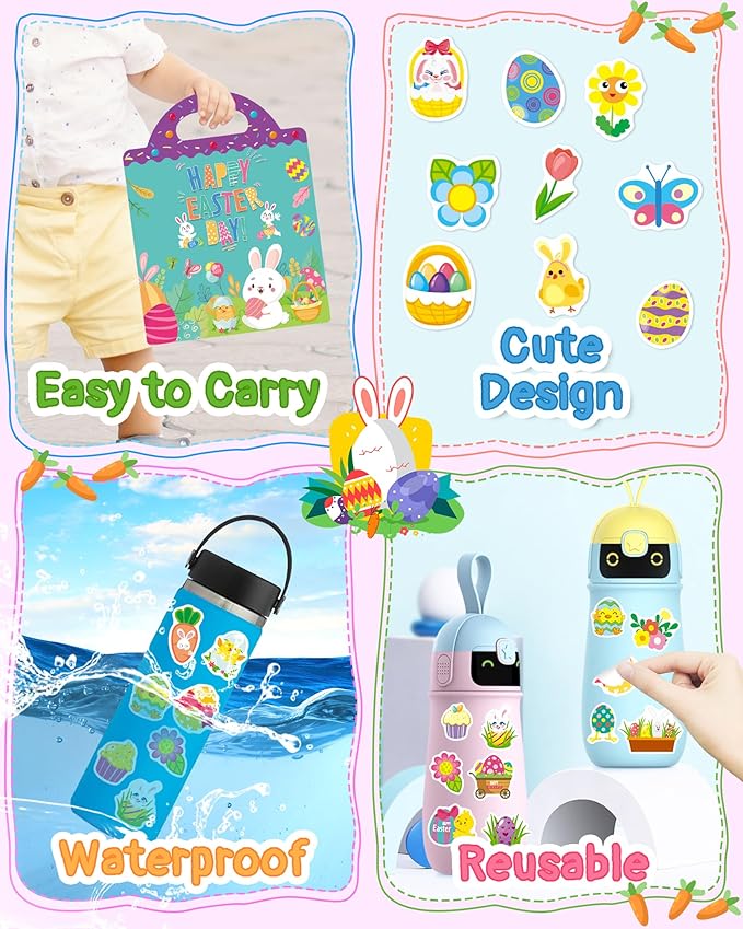 Benresive Reusable Sticker Books for Kids 2-4, Sticker Books for Toddlers 1-3 2-4, Toddler Travel Toys Activities Crafts Gifts - Easter-CubbioJoy