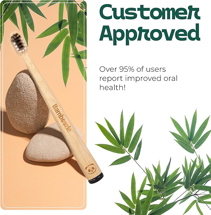 Bamboozle Eco-Friendly Animal Toothbrushes for Kids - Sustainable Bamboo Design, Biodegradable & Stylish Oral Care Solution, Animal Design, Pack of 6-CubbioJoy