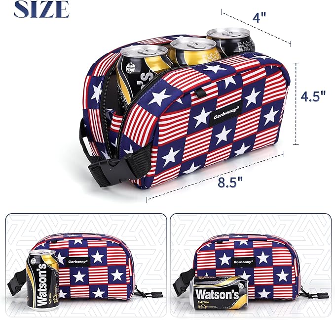 Cerbonny Small Cooler Bag Freezable Lunch Bag for Work School Travel, Leak-proof Insulated Eco-friendly Lunch Bag, 2.5L, Flag-CubbioJoy