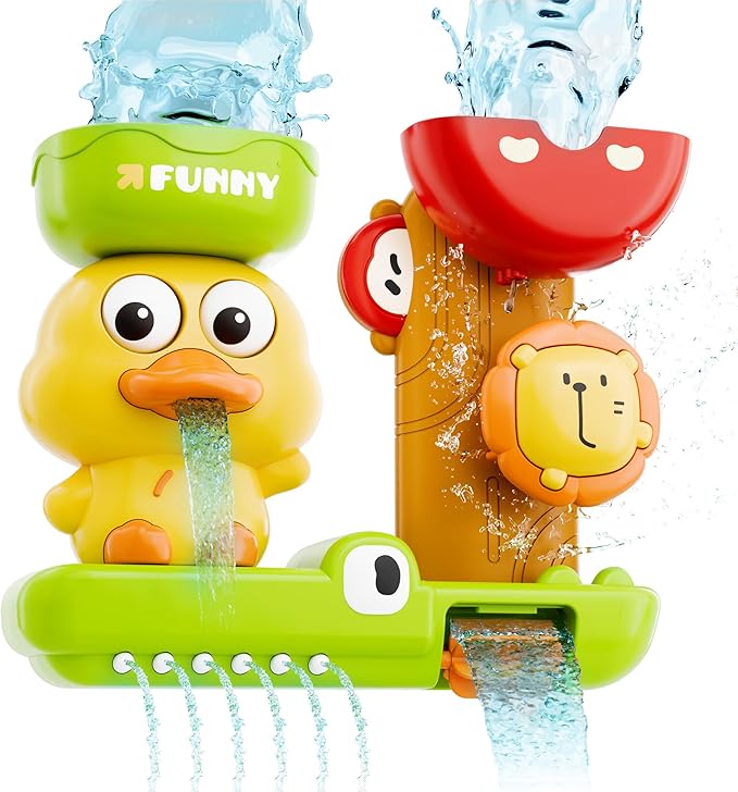 iPlay, iLearn Bath Toys for Toddlers 1-3, Baby Waterfall Bathtub Toy W/ Suction Cup, Kids Bath Tub Shower Playset, Infant Bathtime Fun Summer Pool Birthday Gift 18 24 Month, 2-4, 3-5 Year Old Girl Boy-CubbioJoy