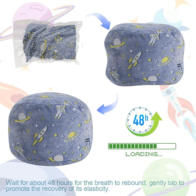 COMAX Kids Bean Bag Chair Turn into Beanbag Bed, Toddler Bean Chair for Girl Boy Sleeping, Lazy Children Bean Bags with Filler, Convertible Child Floor Mattress, Blue Universe-CubbioJoy