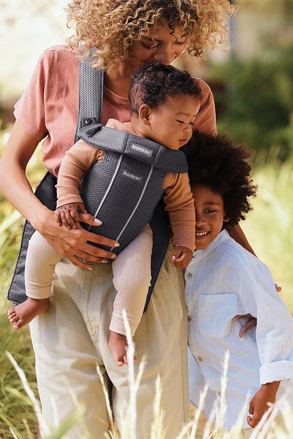BabyBjörn Baby Carrier Mini, Anthracite, 3D Mesh | Newborn Carrier (7-25 lbs), Ergonomic, Easy-to-Use-CubbioJoy