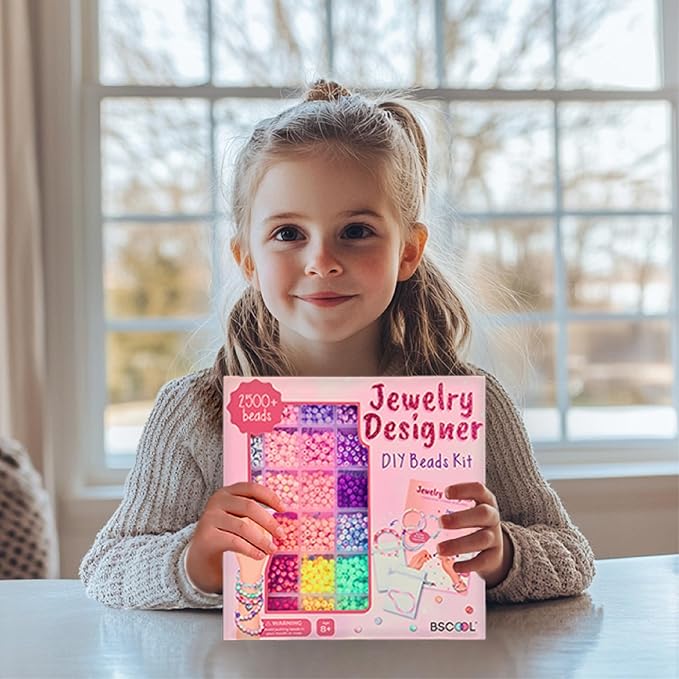 BSCOOL - Jewelry Designer DIY Beads Kit, 2500+ Beads, Friendship Bracelet Making Kit, Jewelry Making Kit for Girls Age 5 and Up. Complete Set with Charms. Instructions Guide Included-CubbioJoy