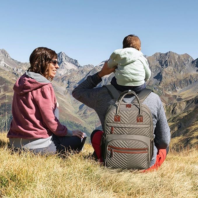 Diaper Bag Backpack Tote for Women Large Capacity, Baby Bag with Insulated Pockets Multifunctional Diaper Bags For Baby Girl Boy Waterproof Baby Bags For Boys Girls Maternity Bag khaki Brown-CubbioJoy