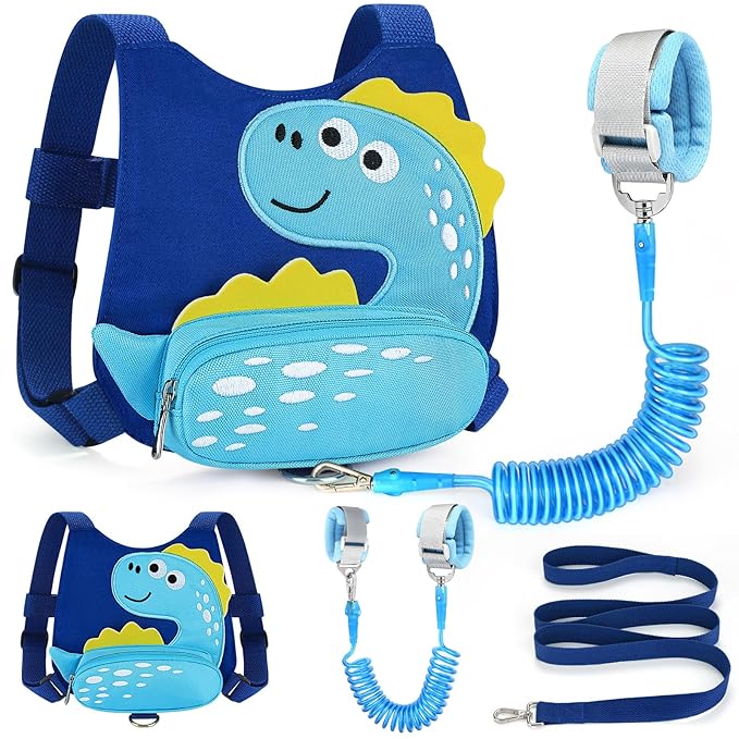 Accmor Toddler Harness Leash with Anti Lost Wrist Link, Cute Dinosaur Kids Walking Restraint Belt, Keep Child Close Hand Strap Tether for Baby Boys Girls Outdoor Travel-CubbioJoy