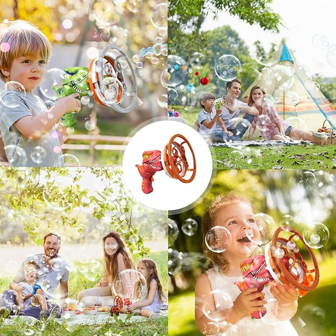 Dino Bubble Gun Bubble Machine for Dinosaur Bubble Blower Toy for Kids and Toddlers Bubble in Bubble Gun Party Favors Birthday for 3 4 5 6 7 8 9 10+Years Old Boys and Girls (Green)-CubbioJoy