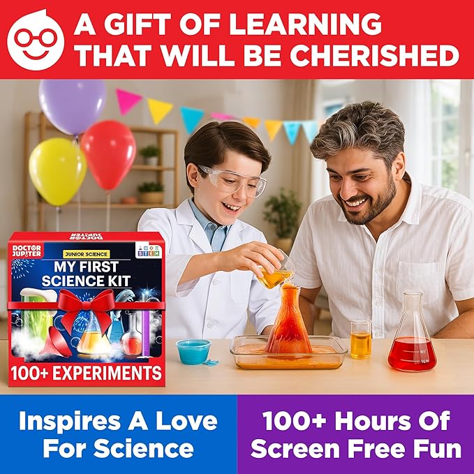 Doctor Jupiter My First Science Kit for Kids Ages 4-5-6-7-8 | Birthday Gift Ideas for 4+ Year Old Boys & Girls | Toy Stem Kit with 100+ Experiments | Learning & Educational Projects-CubbioJoy