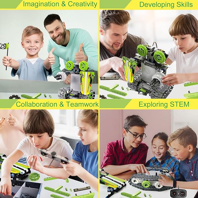 BIRANCO. Remote Control Tracked 3in1 Stunt Racer Building Kit - RC Car STEM Construction Toy, Gift Idea for Kids, Boys and Girls Ages 8-12 Year Old (353 Pcs)-CubbioJoy