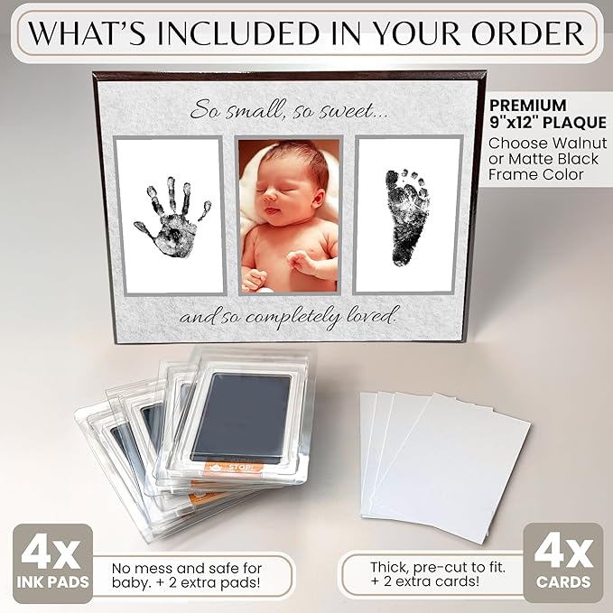 Inkless Hand and Footprint Kit, Baby Keepsake Plaque & Baby Shower Gifts - Ideal as Mom To Be Gift, Nursery Picture Frames, Clean Touch Hand and Footprint Kit (Style 2 - Design 3)-CubbioJoy