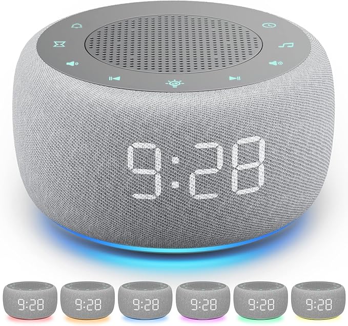 Buffbee Sound Machine & Alarm Clock 2-in-1, 18 Soothing Sound, 7 Night Light, Sleep Timer, Precise 30-Level Volume Control White Noise Machine-CubbioJoy