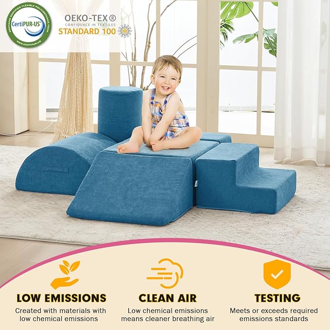 Jela Foam Blocks - Soft Play Equipment with 6 Luxury Miss Fabric Climbing Blocks for Toddlers, Babies & Kids - Lightweight Climb & Crawl Playset-CubbioJoy