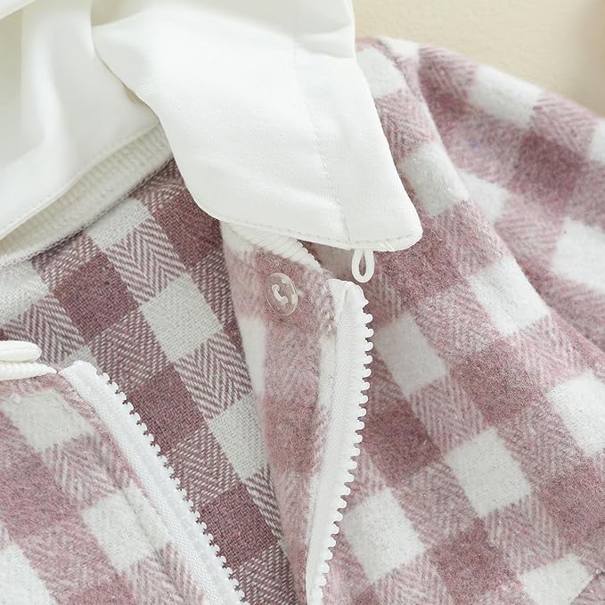Douhoow Toddler Baby Plaid Jacket Baby Boy GIrl Flannel Hoodies Zip Up Hooded Fall Winter Outerwear Coat-CubbioJoy