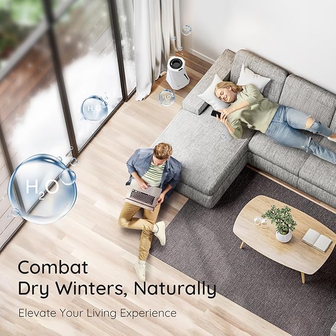 Airdog H5 Evaporative Humidifier for Baby- Mist-Free Humidifier, Mold Free humidifier, Quiet, LED Water Level Display for Premium Home Décor & Protection, Washable Filter, 0.8 Gallon Tank, 5 Modes-CubbioJoy