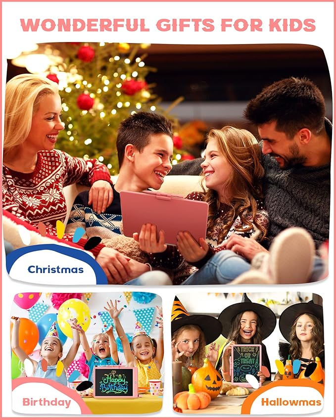 Bravokids Toys for 3 Years Old Girls Boys, LCD Writing Tablet 10 Inch Doodle Board, Electronic Drawing Pads, Educational Birthday Gift for 3 Years Old Kids Toddler (Light Pink)-CubbioJoy