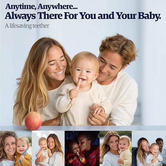 Babies Teether Teething Toys , Montessori Toy Teethers for 0-36 Months, Infant Sensory Relief Teething Stick Toys, Parent Baby Essentials, Baby Gift Teether – BPA‑Free, Food‑Grade Silicone 6 Pack-CubbioJoy