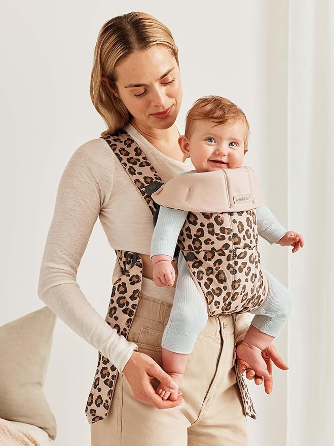 BabyBjörn Baby Carrier Mini, Cotton, Beige/Leopard | Newborn Carrier (7-25 lbs), Ergonomic, Easy-to-Use-CubbioJoy