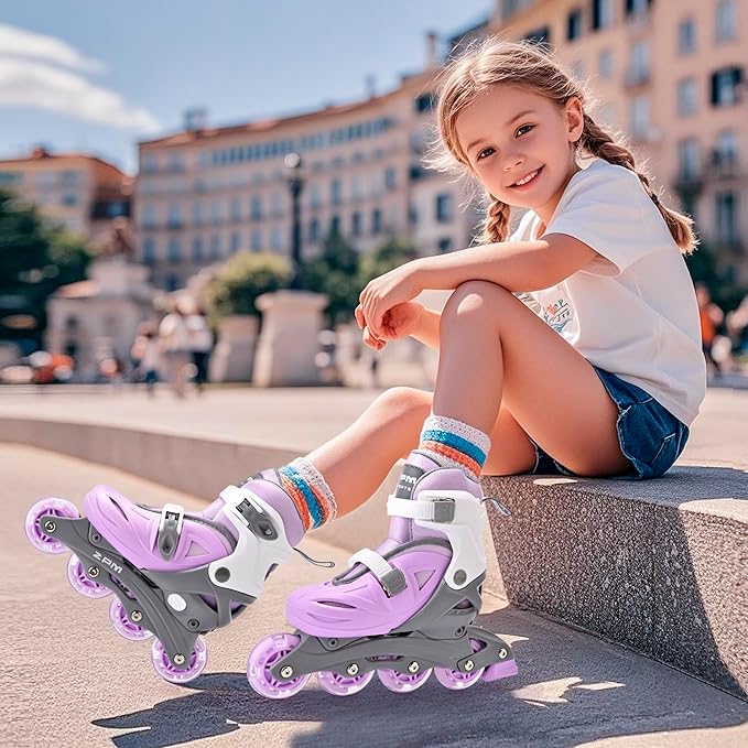 2PM SPORTS Inline Skates with Light Up Wheels, Roller Skates Blades for Boys Girls Kids Ages 5-8 8-12 4-6 6-12, Size Adjustable Beginner Blades Roller Skates-CubbioJoy