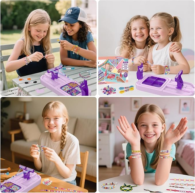 Arts and Crafts for Kids Ages 8-12,Friendship Bracelet Making Kit for Girl,DIY Arts and Crafts Maker for Kids,Jewelry Making Kit Christmas Gifts for Ages 6 7 8 9 10 11 12 Year Old (Purple)-CubbioJoy