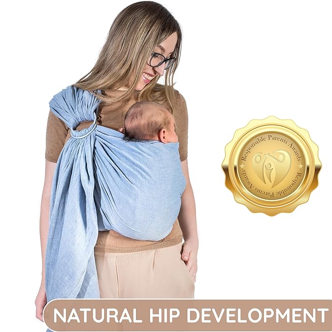 Baby Ring Sling Lightweight 100% Cotton Wrap Newborn, Toddler, Infant, Holder, Adjustable, Breathable, Travel Baby Carrier Sling Dark Blue-CubbioJoy