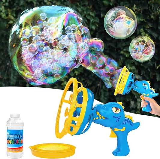 Bubble Gun Bubble Machine Dinosaur Bubble Blower Toy for Kids and Toddlers Bubble in Bubble Gun Party Favors Birthday Christmas Easter Gift for 3 4 5 6 7 8 9 Years Old Boys and Girls (Blue)-CubbioJoy